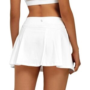 Stelle White Pleated Tennis Skort Golf Athletic Skirt w/ Pockets - XS